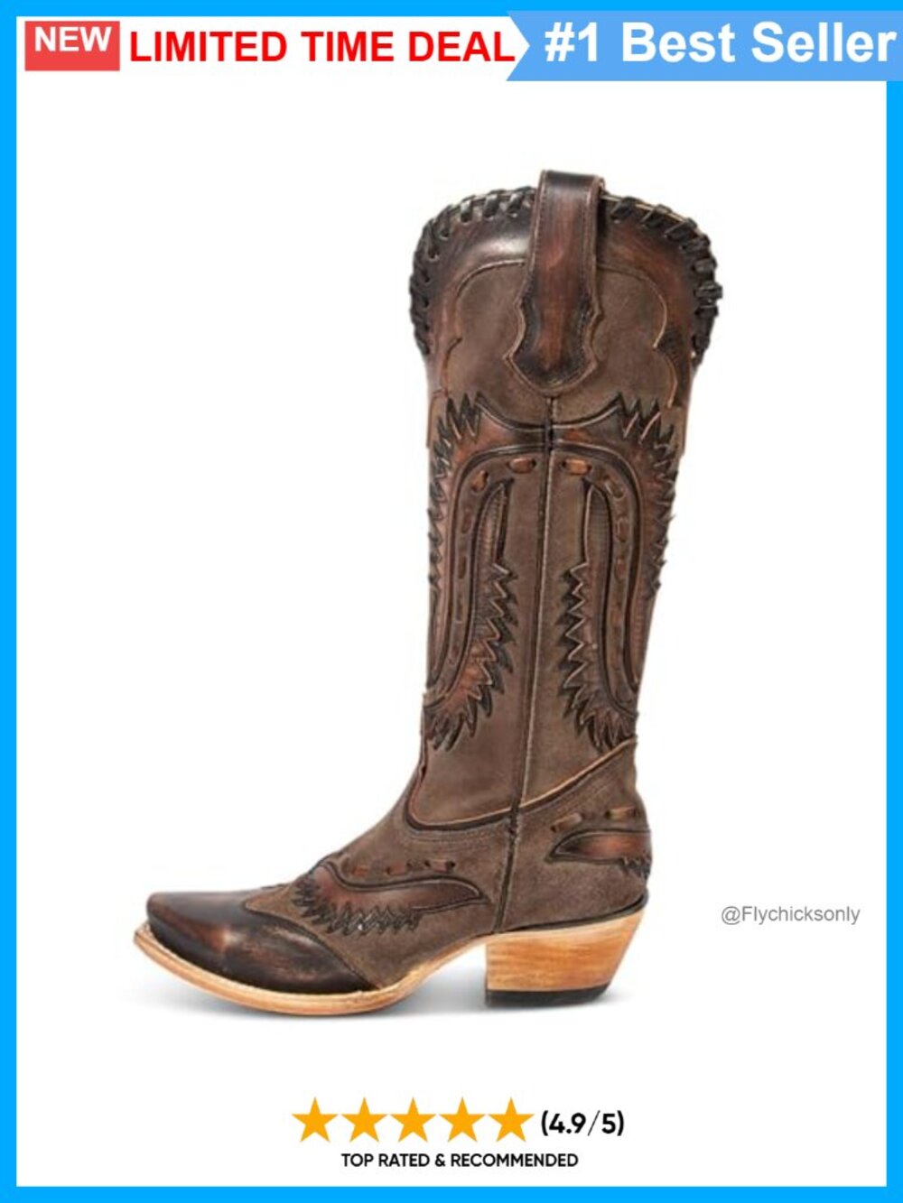 Embroidered Cowboy Boots Snip Toe Mid Calf Knee High Chunky Heel Western Boots